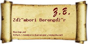 Zámbori Berengár névjegykártya